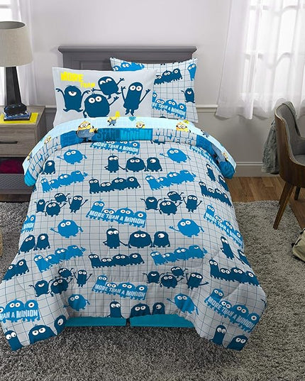Franco Kids Bedding Super Soft Comforter and Sheet Set with Sham, 5 Piece Twin Size, Minions The Rise Of Gru - LeafyLoom