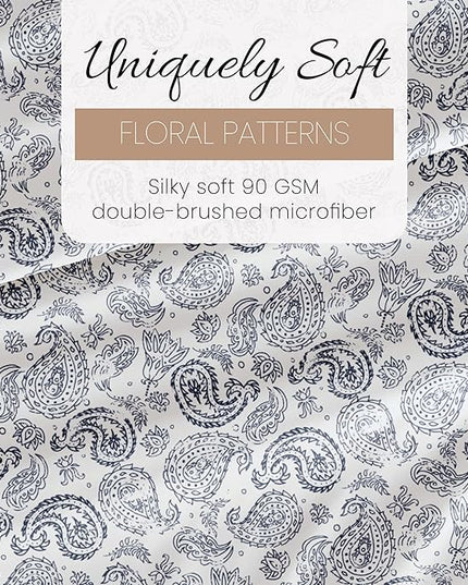 ienjoy Home 4 Piece Coarse Paisley Patterned Home Collection 4 Sheet Set, King, Navy - LeafyLoom