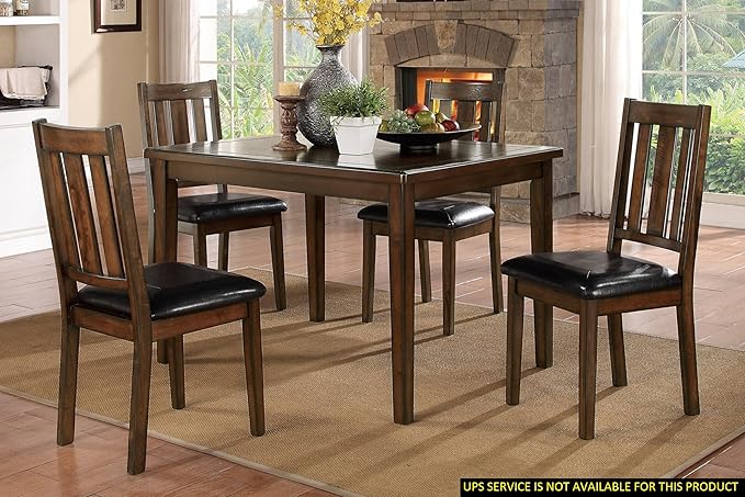 NicBex Dining Table Set for 4 Kitchen Table Set 5Pc Dining Set Wooden Furniture Kitchen Set with 1 Table and 4 Faux Leather Upholstery Chairs for Kitchen, Bar, Living Room, Brown Mix - LeafyLoom
