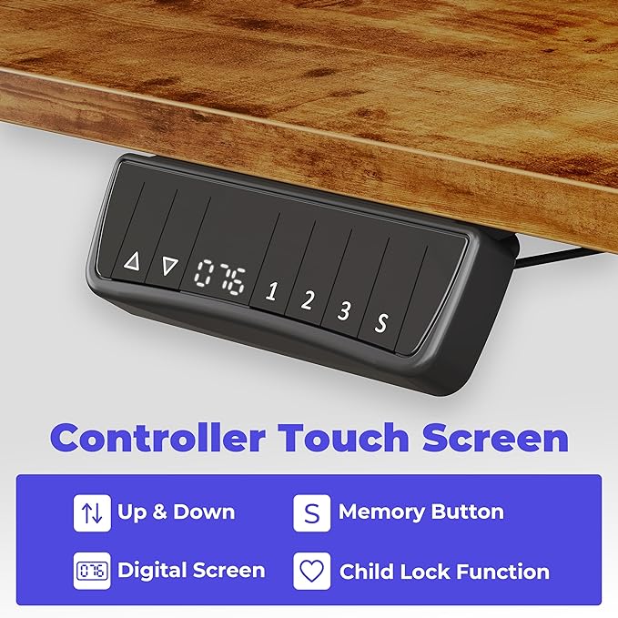 JOISCOPE Height Adjustable Electric Standing Desk with Power Outlets, 48 x 24 Inch Sit Stand Desk for Small Space Home Office, Vintage Oak - LeafyLoom