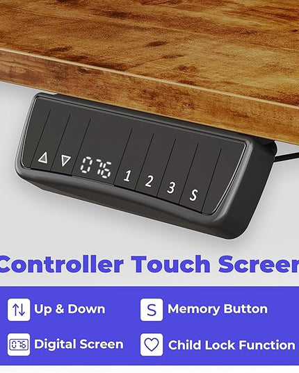 JOISCOPE Height Adjustable Electric Standing Desk with Power Outlets, 55 x 24 Inch Sit Stand Desk for Small Space Home Office, Vintage Oak - LeafyLoom