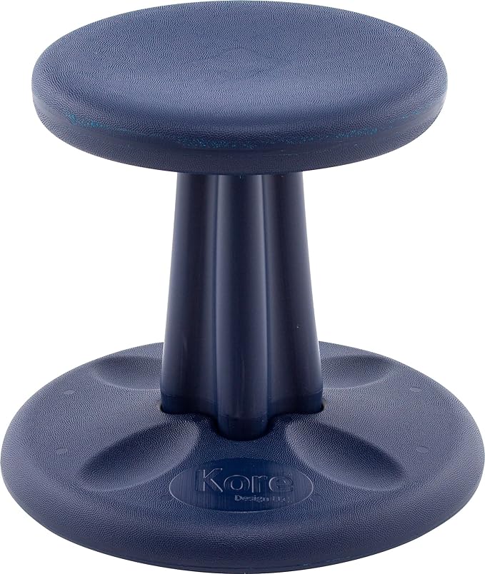 Kore Kids Preschool Wobble Chair - Flexible Seating Stool for Classroom, Preschool, Kindergarten & Elementary School - Age 4-5 yrs, Dark Blue (12in) - LeafyLoom