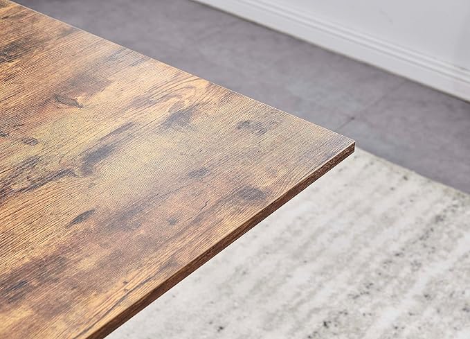 NicBex Dining Table Contemporary Kitchen Table Farmhouse Rustic Rectangle MDF Dining Table, Printed Walnut Table Top and Black Metal Base, Easy Assembly, Walnut - LeafyLoom