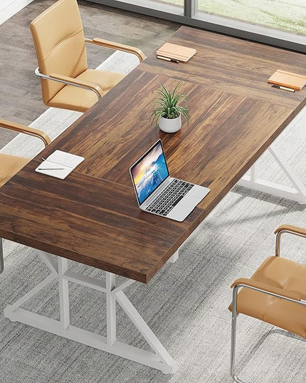 70.8-Inch Large Executive Desk, Modern Computer Office Desk, Wooden Writing Desk Study Table for Home Office - LeafyLoom