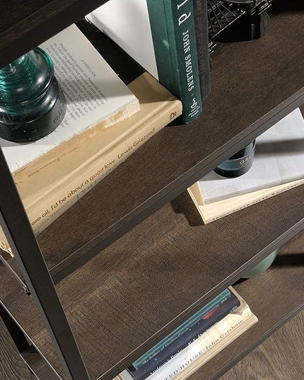 Sauder North Avenue Tall Bookcase/Book shelf, L: 23.47" x W: 11.58" x H: 56.77", Smoked Oak finish - LeafyLoom