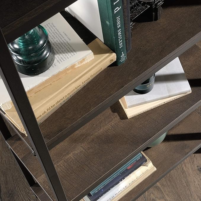 Sauder North Avenue Tall Bookcase/Book shelf, L: 23.47" x W: 11.58" x H: 56.77", Smoked Oak finish - LeafyLoom