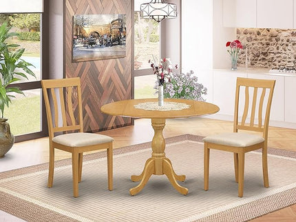 East West Furniture Dublin Kitchen Room Set, 42x42 Inch, DMAN3-OAK-C - LeafyLoom