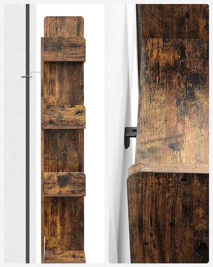 VASAGLE Bookshelf, Tree-Shaped Bookcase with 13 Storage Shelves, Rounded Corners, 9.8”D x 33.9”W x 55.1”H, Rustic Brown ULBC67BXV1 - LeafyLoom