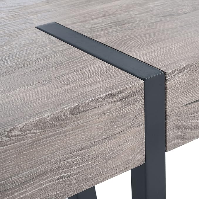 SAFAVIEH Home Collection Alyssa Mid-Century Rustic Industrial Grey Oak/Black Dining Room Table DTB7000C, 0 - LeafyLoom