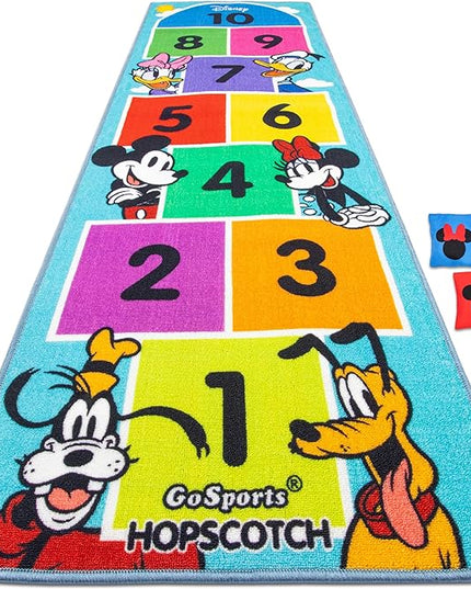 Disney Mickey and Friends 6.5 ft Hopscotch Rug by GoSports - Indoor/Outdoor Playroom Game for Kids - LeafyLoom