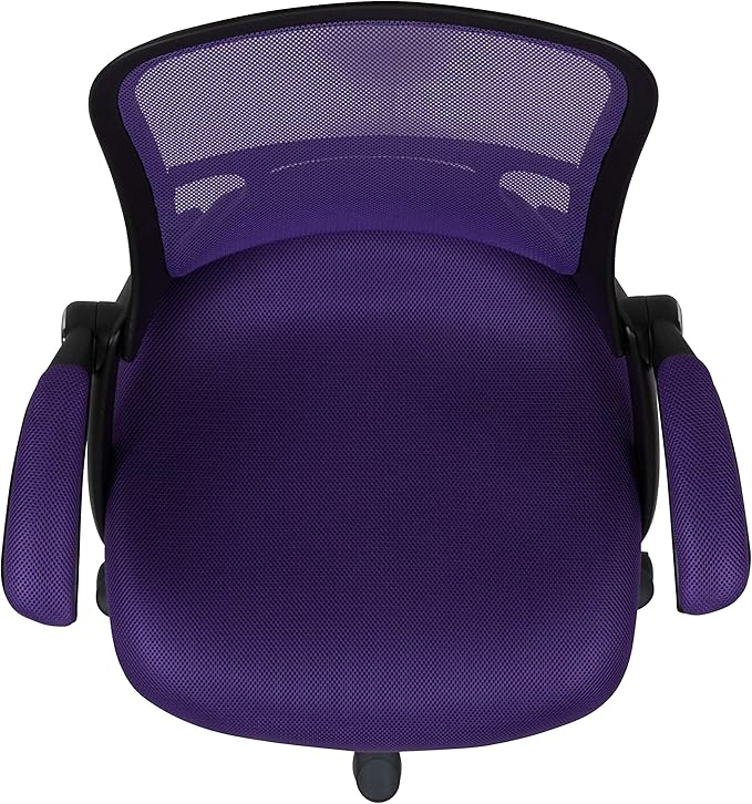 Flash Furniture Porter High-Back Swivel Office Chair with Adjustable Lumbar Support and Seat Height, Ergonomic Mesh Desk Chair with Flip-Up Armrests, Purple/Black - LeafyLoom