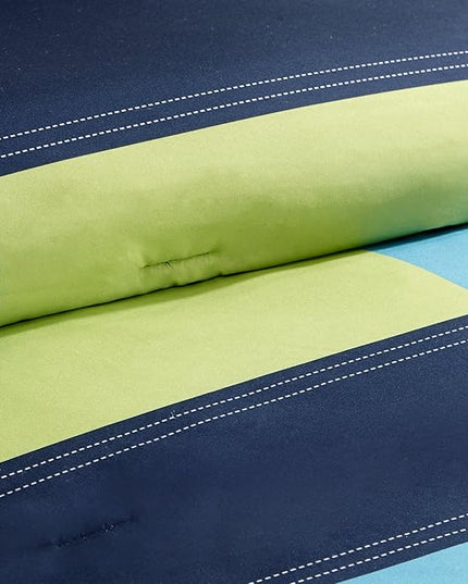 Comfort Spaces Casual Comforter Set Sporty Design, Vibrant Color, Active Lifestyle Boys Bedroom Décor, All Season Soft Microfiber Bedding Set, Decorative Pillow, Sham Navy/Blue Twin/Twin XL 3 Piece - LeafyLoom