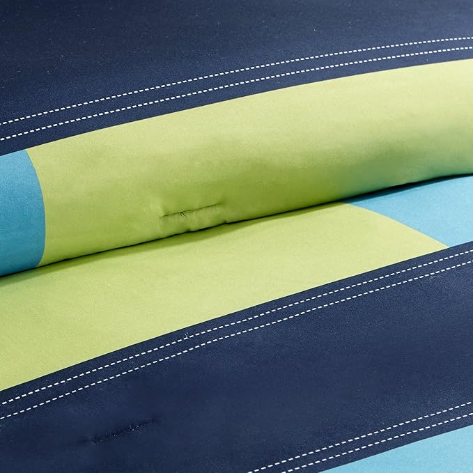 Comfort Spaces Casual Comforter Set Sporty Design, Vibrant Color, Active Lifestyle Boys Bedroom Décor, All Season Soft Microfiber Bedding Set, Decorative Pillow, Sham Navy/Blue Twin/Twin XL 3 Piece - LeafyLoom