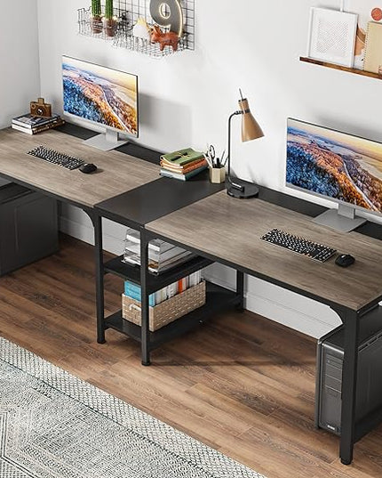90.5 Inch Large Double Home Office Compuer Desk Two Person Study Table - LeafyLoom