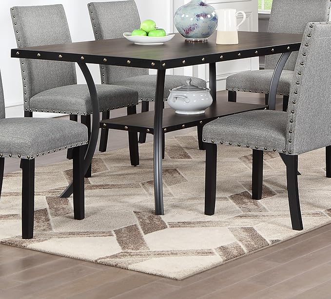 NicBex 66Inch Rectangular Dining Table,Minimalist Kitchen Table with Rubber Wood MDF Tabletop and Storage Shelve for 6 to 8,Large Dining Room Table for Kitchen,Dining Room and Living Room,Natural Wood - LeafyLoom