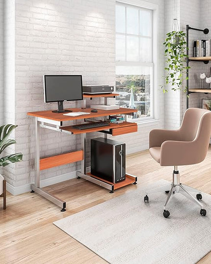 NicBex Laik-DW-00052-DX Desks, 37.75" W x 22" D x 35.25" H, Brown - LeafyLoom