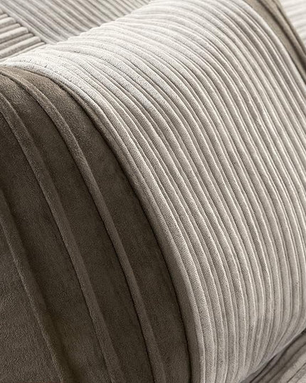 Madison Park Cozy Comforter Set Casual Blocks Design All Season, Matching Bed Skirt, Decorative Pillows, Queen(90"x90"), Dallas Corduroy, Taupe Brown, 7 Piece - LeafyLoom