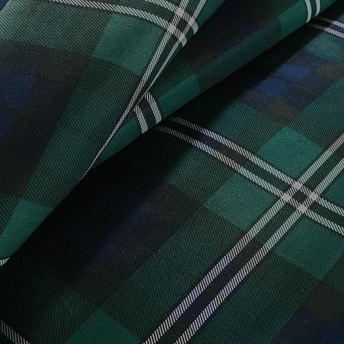 MI ZONE Cozy Comforter Set Cabin Lifestyle Plaid Design All Season Bedding Matching Shams, Decorative Pillow, Twin/Twin XL, Brody Blue 3 Piece, Green/Navy - LeafyLoom