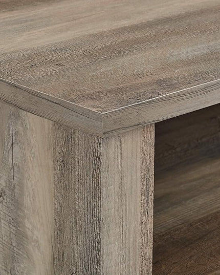 Walker Edison Glenwood Rustic Farmhouse Glass Door Highboy Fireplace TV Stand for TVs up to 65 Inches, 58 Inch, Grey Wash - LeafyLoom