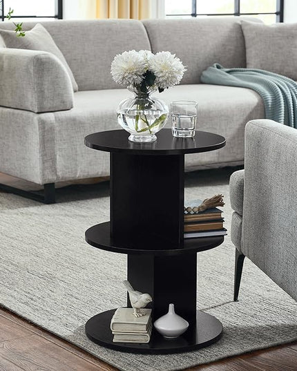 ECYIL Double Layered Independent Storage Rack, Full Circular Color Blocking Bookshelf, Suitable for Home, Office, Living Room, etc (black) - LeafyLoom