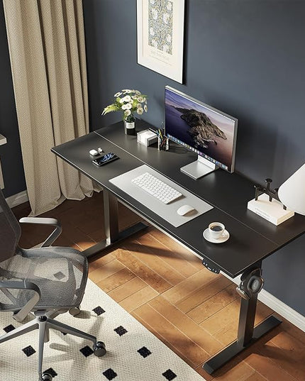 Electric Standing Desk, 48 x 24 Inches Height Adjustable Desk, Sit Stand up Desk for Work Office Home, Ergonomic Rising Gaming Computer Table with Memory Preset, Black - LeafyLoom