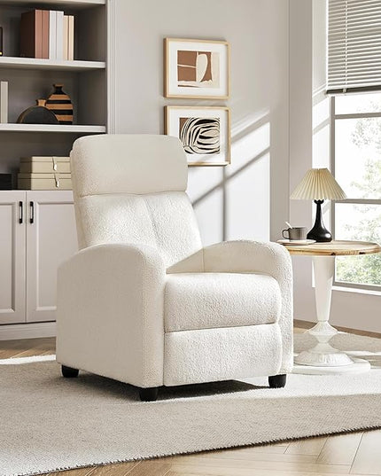 Yaheetech Fabric Recliner Chair Single Sofa Home Theater Seatting Adjustable Modern Single Reclining Chair for Living Room Bedroom Home Theater Ivory - LeafyLoom