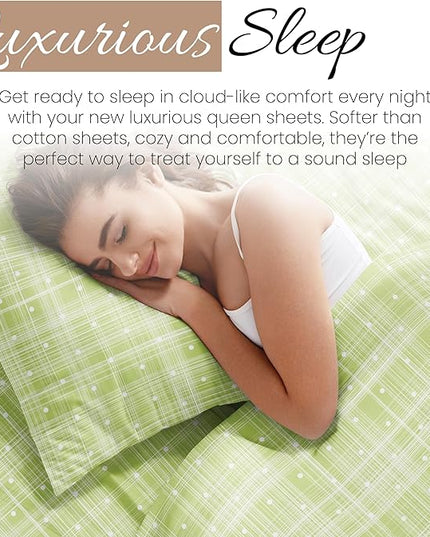 Linen Market 3 Piece Twin Bedding Sheet Set (Moss Polka) - Sleep Better Than Ever with These Ultra-Soft & Cooling Bed Sheets for Your Twin Size Bed - Deep Pocket Fits 16" Mattress - LeafyLoom