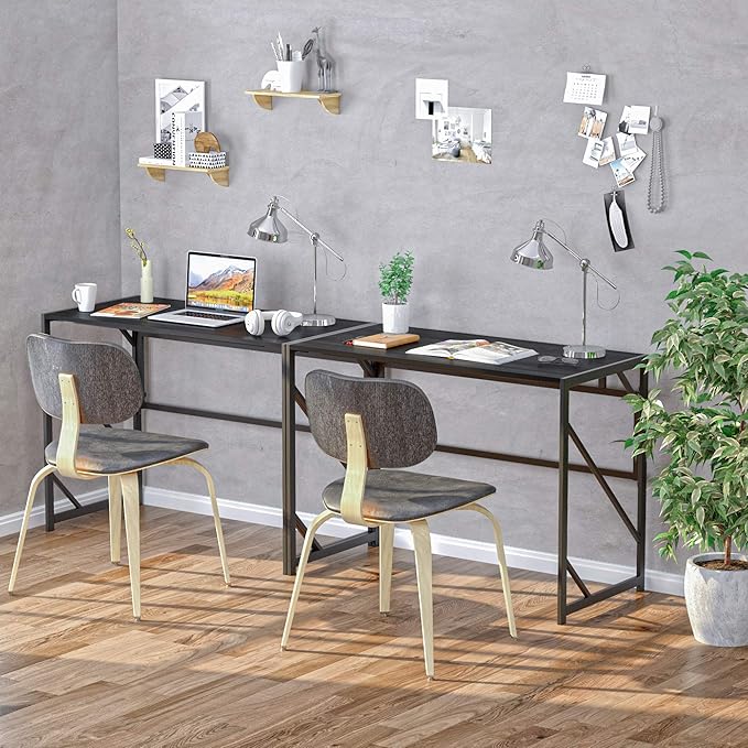 Elephance Folding Desk Writing Computer Desk for Home Office, No-Assembly Study Office Desk Foldable Table for Small Spaces - LeafyLoom