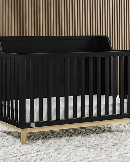 GAP babyGap Oxford 6-in-1 Convertible Crib - Greenguard Gold Certified, Ebony/Natural - LeafyLoom