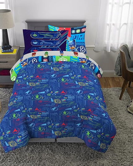 Franco Kids Bedding Super Soft Comforter and Sheet Set with Sham, 5 Piece Twin Size, PJ Masks - LeafyLoom