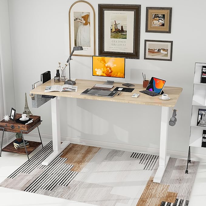 Standing Desk Adjustable Height- Whole Piece Desktop Stand Up Desk, Electric Standing Desk, Sit to Stand Desk for Home & Office Computer Desk - LeafyLoom