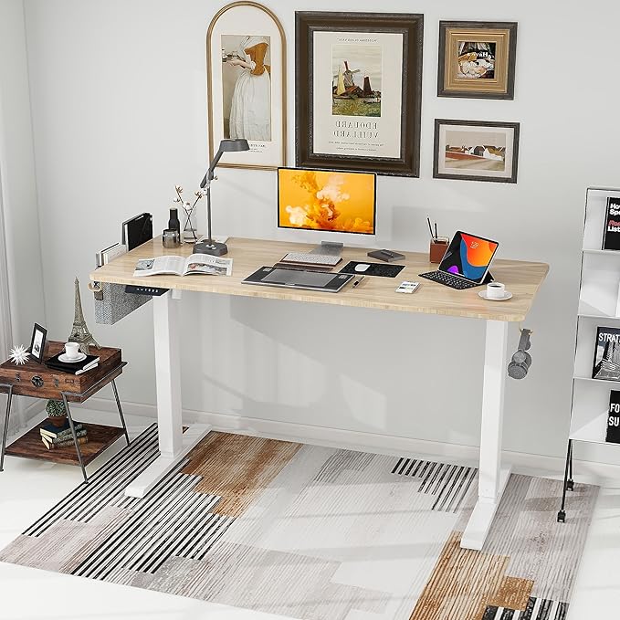 Standing Desk Adjustable Height- Whole Piece Desktop Stand Up Desk, Electric Standing Desk, Sit to Stand Desk for Home & Office Computer Desk - LeafyLoom