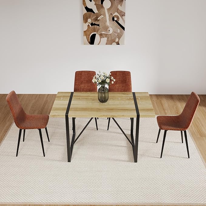 NicBex Dining Chairs Set of 4 Modern Upholstered Linen Dining Room Kitchen Chairs with Black Metal Legs,Side Chairs for Dining Room, Kitchen,Living Room, and Restaurants,Caramel - LeafyLoom