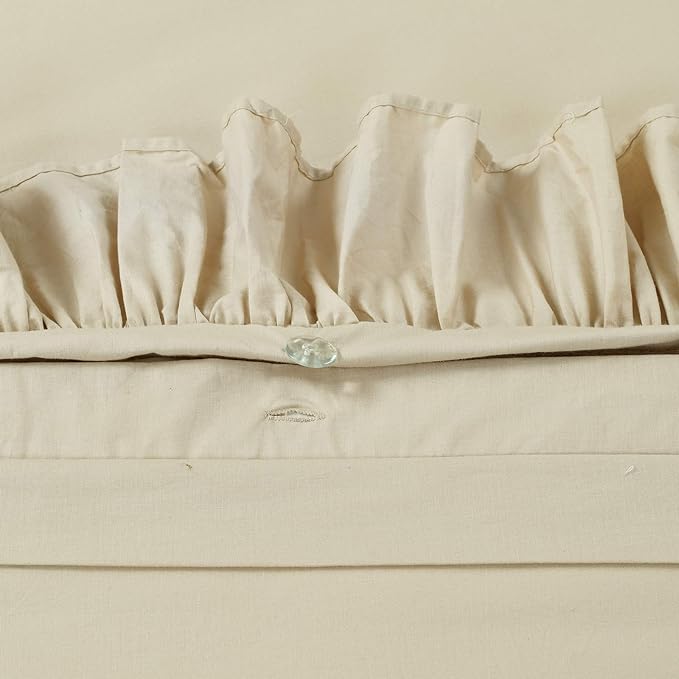 Lush Decor Reyna Ruffle 100% Cotton Duvet Cover Set - 3 Piece Cozy Ruffled Bedding Set - Timeless Elegance and Comfort - Full/ Queen, Wheat - LeafyLoom