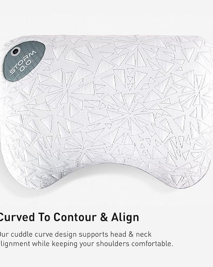 Bedgear Storm Cuddle Curve Performance Pillow - Size 0.0 - Cooling Bed Pillow for Side Sleepers - Medium Firm - Hypoallergenic, Washable and Removable Cover - LeafyLoom