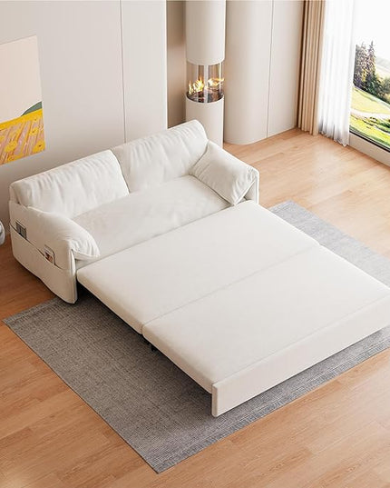 Oversized 3 in 1 Loveseat Sleeper Sofa Bed,Queen Size Love Seats W/Pull Out Couch and Padded Armrests Convertible Spacious Sofabed with Side Storage Pocket for Home Office Apartment Living Room - LeafyLoom