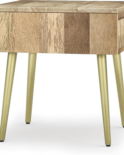 SIMPLIHOME Jager Contemporay Mid Century 22 Inch Wide Metal Side Table in Natural, for The Living Room and Bedroom - LeafyLoom