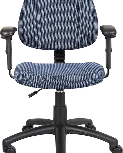 Boss Office Products Perfect Posture Delux Fabric Task Chair with Adjustable Arms in Blue - LeafyLoom