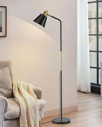 Industrial Floor Lamps for Living Rooms & Bedrooms - Rustic Farmhouse Reading Lamp - Standing, Adjustable Metal Heads Indoor Task Lighting for Living Room Bedroom Office Home Décor (Black-Large) - LeafyLoom