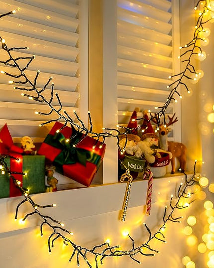 Ollny Cluster Lights Christmas 1000LED 49FT, Warm White Christmas Tree Lights 8 Modes Timer Remote, Waterproof String Lights for Outdoor Indoor Outside Garland Xmas Decorations Ollny