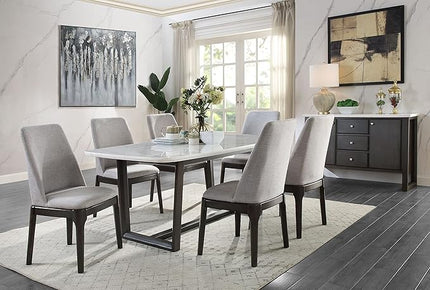 NicBex Dining Table Contemporary Kitchen Table Farmhouse Rustic Dining Table, Marble Top & Weathered Gray Finish Rectangular Dining Table, Easy Assembly, Gray - LeafyLoom