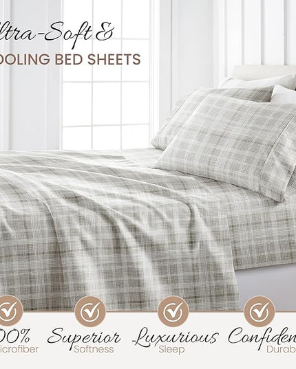 Linen Market 4 Piece California King Bedding Sheet Set (Thatch Gray) - Sleep Better Than Ever with These Ultra-Soft & Cooling Bed Sheets for Your Cal King Size Bed - Deep Pocket Fits 16" Mattress - LeafyLoom