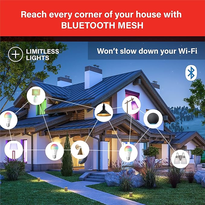 Sengled Light Bulb, S1 Auto Pairing with Alexa Devices, Color Changing , Smart Light that Work with , Bluetooth Mesh Smart Home Lighting, E26 60W Equivalent, 800LM, 4 Count (Pack of 1) LeafyLoom