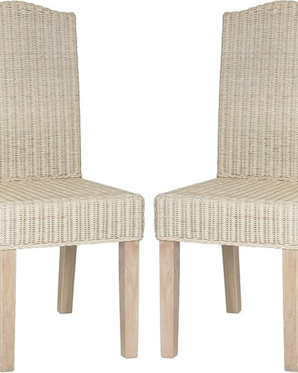 Safavieh Home Collection Odette Grey Wicker Dining Chair - LeafyLoom