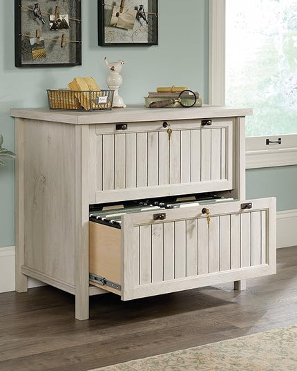 Sauder Costa Lateral File and Library Hutch Bundle, Chalked Chestnut - LeafyLoom