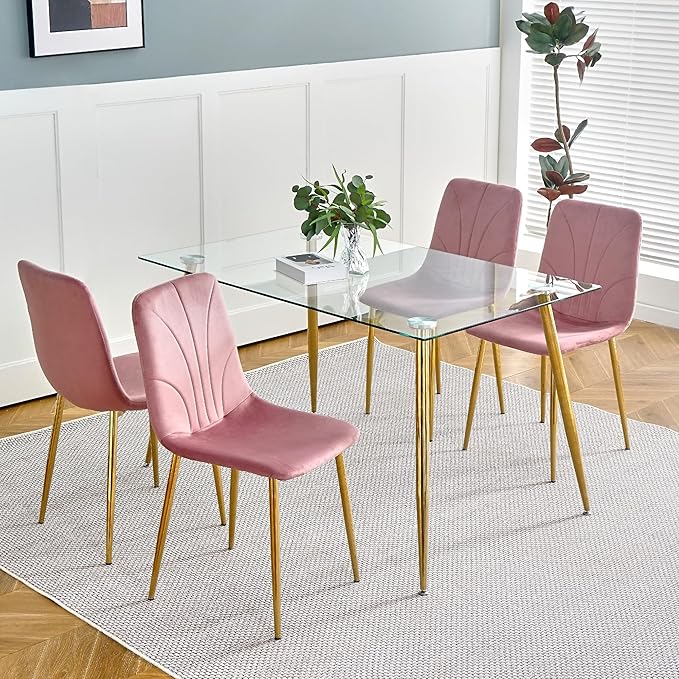 NicBex Haerin-SD-00367-LWJ Dining Chairs, 33.9"x18.1"x17.3", Pink - LeafyLoom