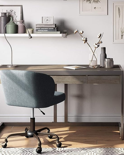 SIMPLIHOME Erina SOLID WOOD and Metal Modern Industrial 60 inch Wide Home Office Desk, Writing Table, Workstation, Study Table Furniture in Distressed Grey with 2 Drawers - LeafyLoom