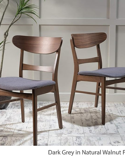 Christopher Knight Home Idalia Dining Chairs, 2-Pcs Set, Dark Grey / Walnut Finish - LeafyLoom