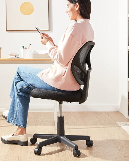 Amazon Basics Office Computer Task Desk Chair, Low-Back, Pneumatic Seat, Breathable Mesh, Adjustable, Swivel, BIFMA Certified, 21.25"D x 22.5"W x 38"H, 270 Pound Capacity, Black Nylon - LeafyLoom