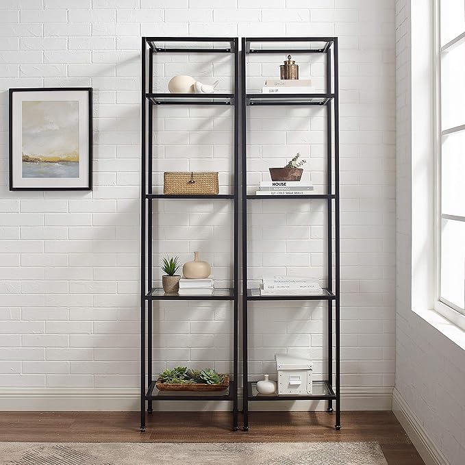 Crosley Furniture Aimee 2-Piece Narrow Etagere Set, Oil-Rubbed Bronze - LeafyLoom
